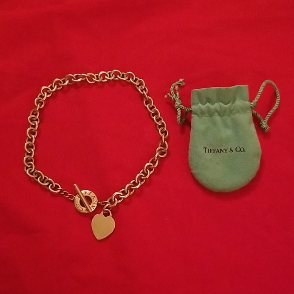 Authentic Tiffany Heart & Toggle Necklace w/ Pouch